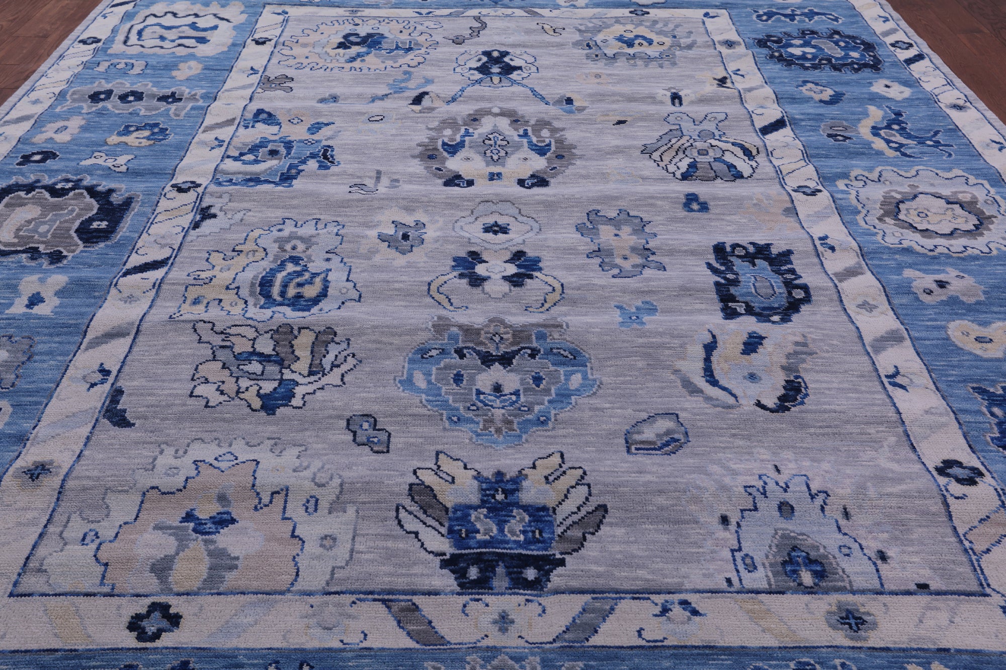Grey Turkish Oushak Hand Knotted Wool Rug - 10' 2" X 13' 9" - Golden Nile