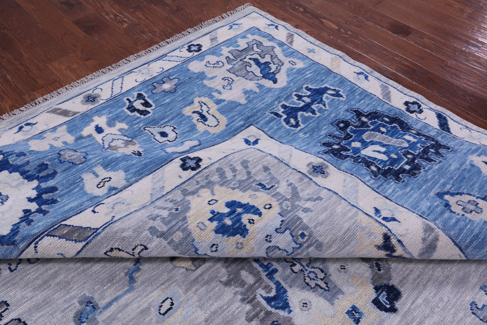 Grey Turkish Oushak Hand Knotted Wool Rug - 10' 2" X 13' 9" - Golden Nile
