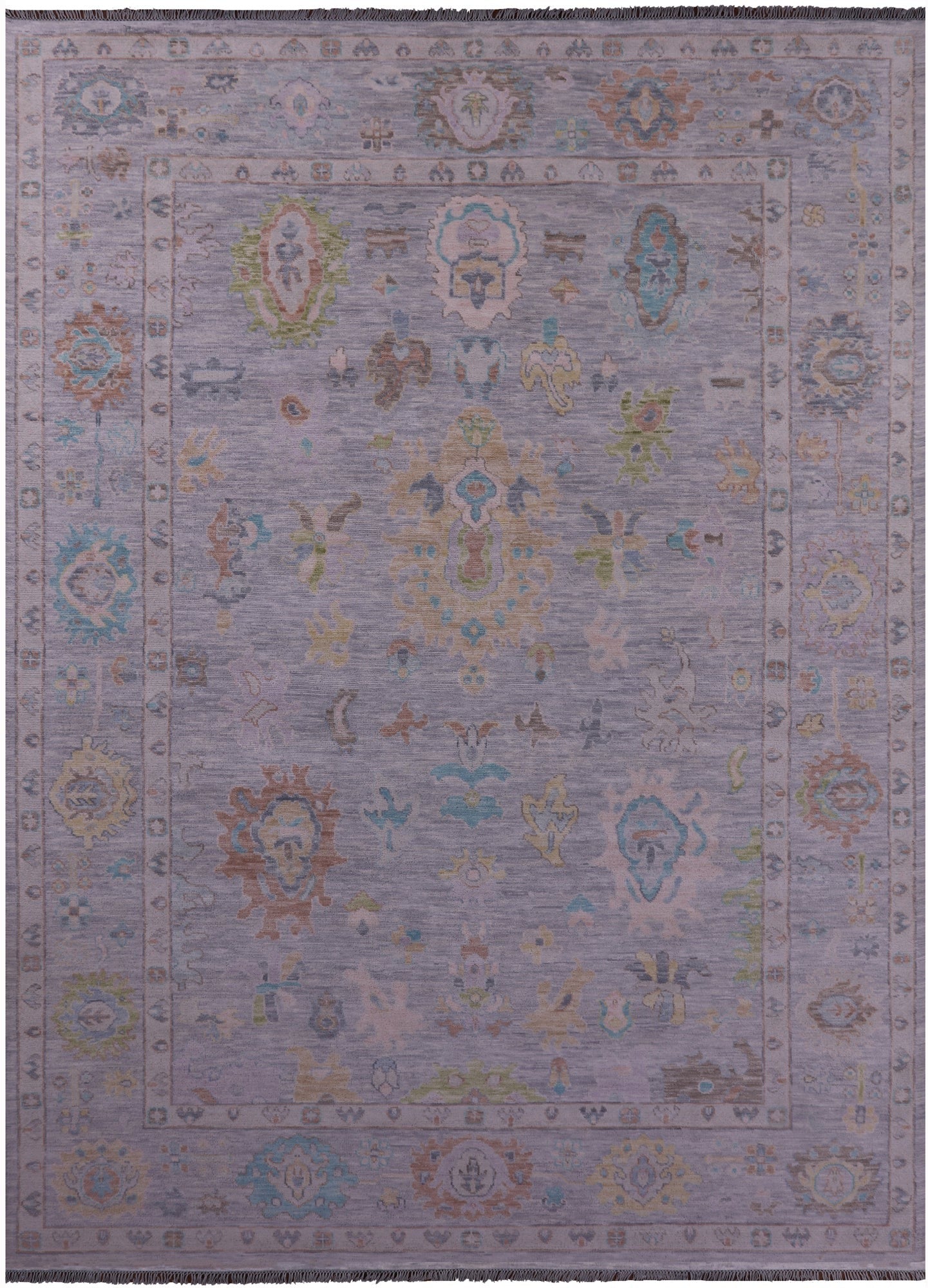 Silver Turkish Oushak Handmade Wool Rug - 10' 0" X 14' 4" - Golden Nile