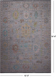 SUPER SALE Silver Turkish Oushak Handmade Wool Rug - 10' 0" X 14' 4"
