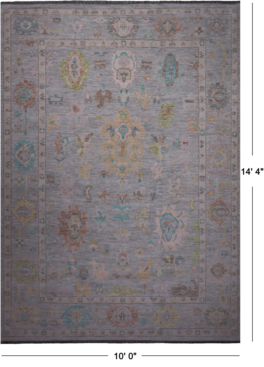 SUPER SALE Silver Turkish Oushak Handmade Wool Rug - 10' 0" X 14' 4"