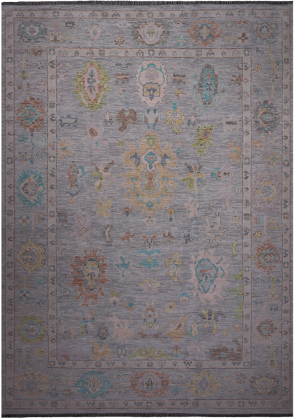 SUPER SALE Silver Turkish Oushak Handmade Wool Rug - 10' 0" X 14' 4"