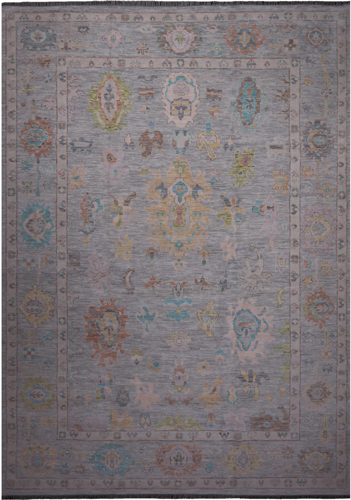 SUPER SALE Silver Turkish Oushak Handmade Wool Rug - 10' 0" X 14' 4"