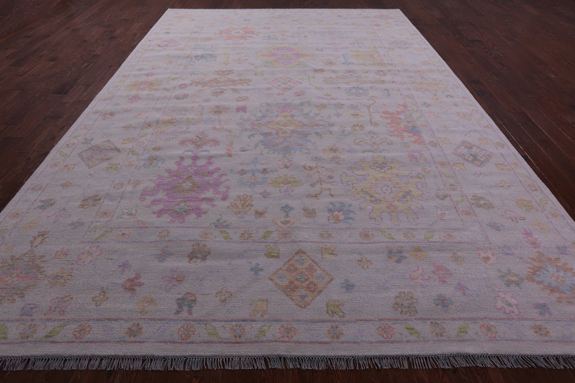 Ivory Turkish Oushak Hand Knotted Wool Rug - 9' 10" X 14' 2" - Golden Nile