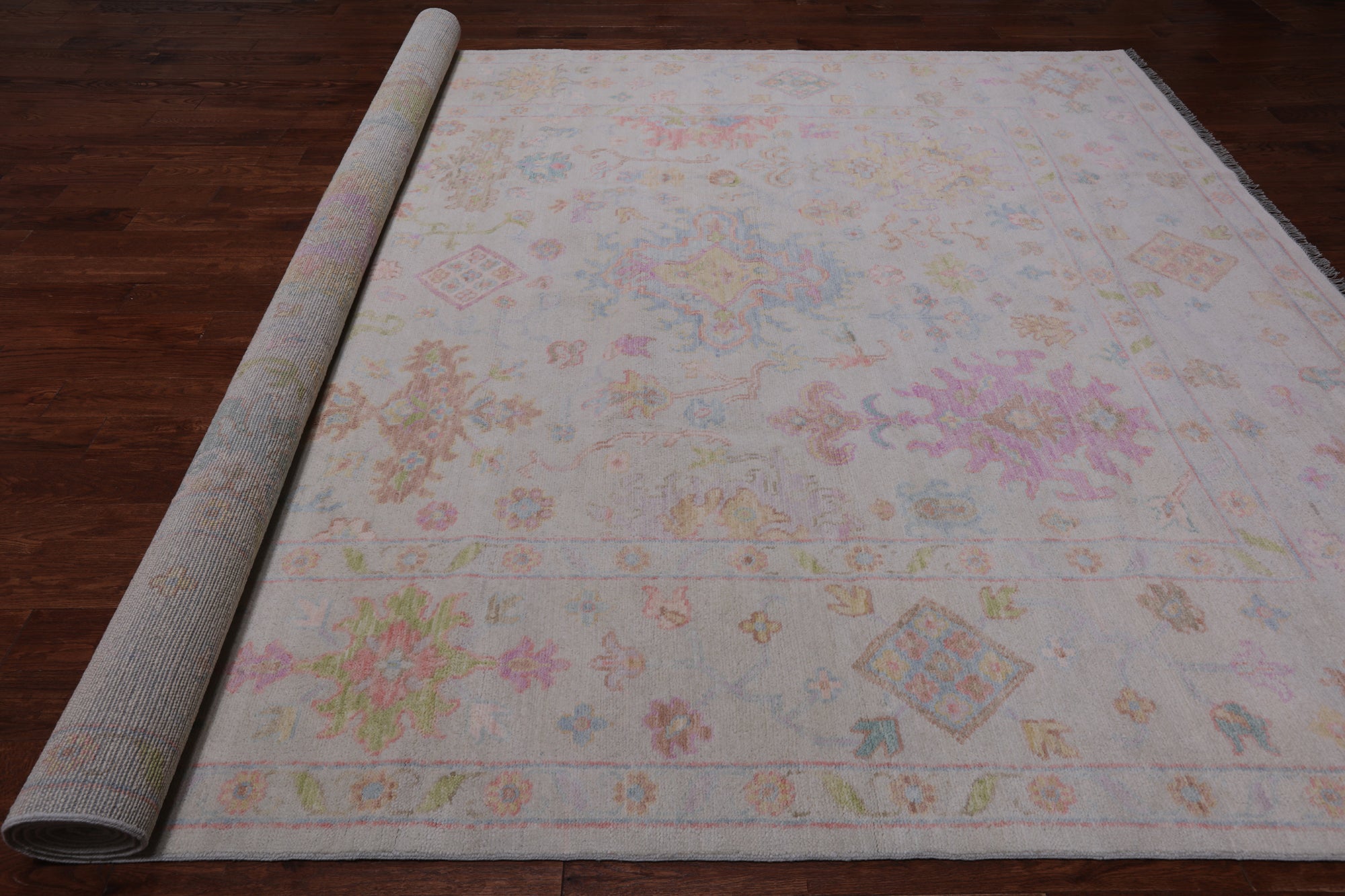 SUPER SALE Ivory Turkish Oushak Hand Knotted Wool Rug - 9' 10" X 14' 2"