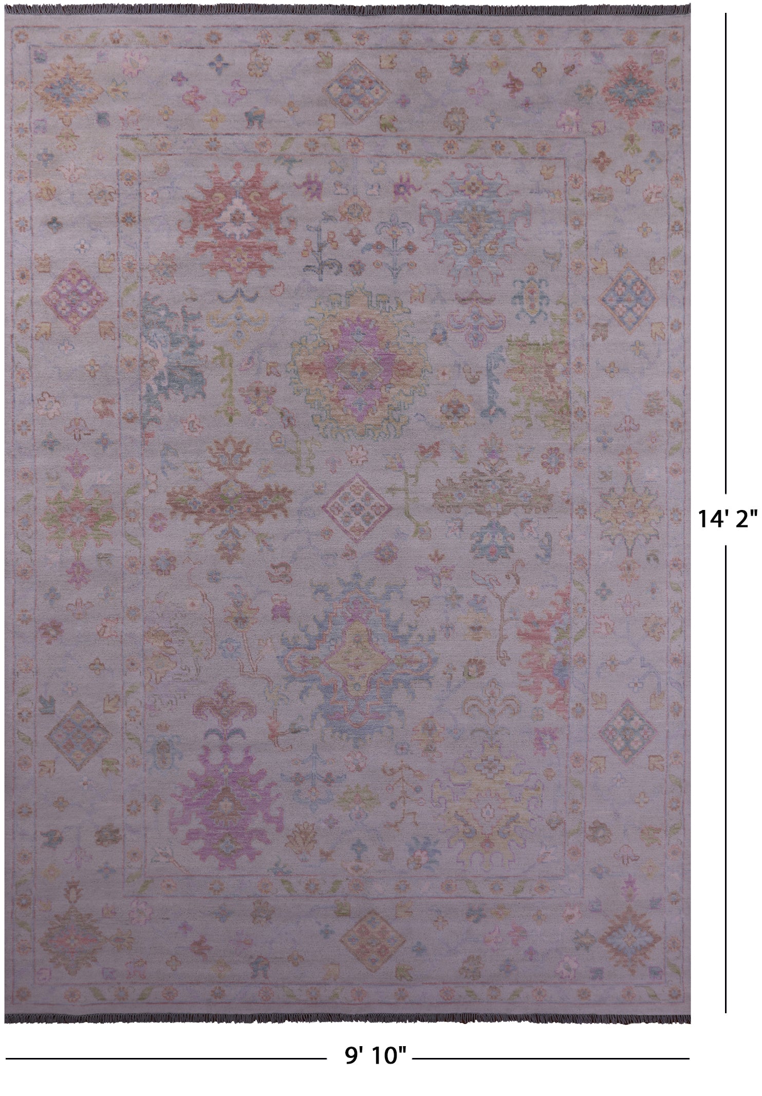 Ivory Turkish Oushak Hand Knotted Wool Rug - 9' 10" X 14' 2" - Golden Nile