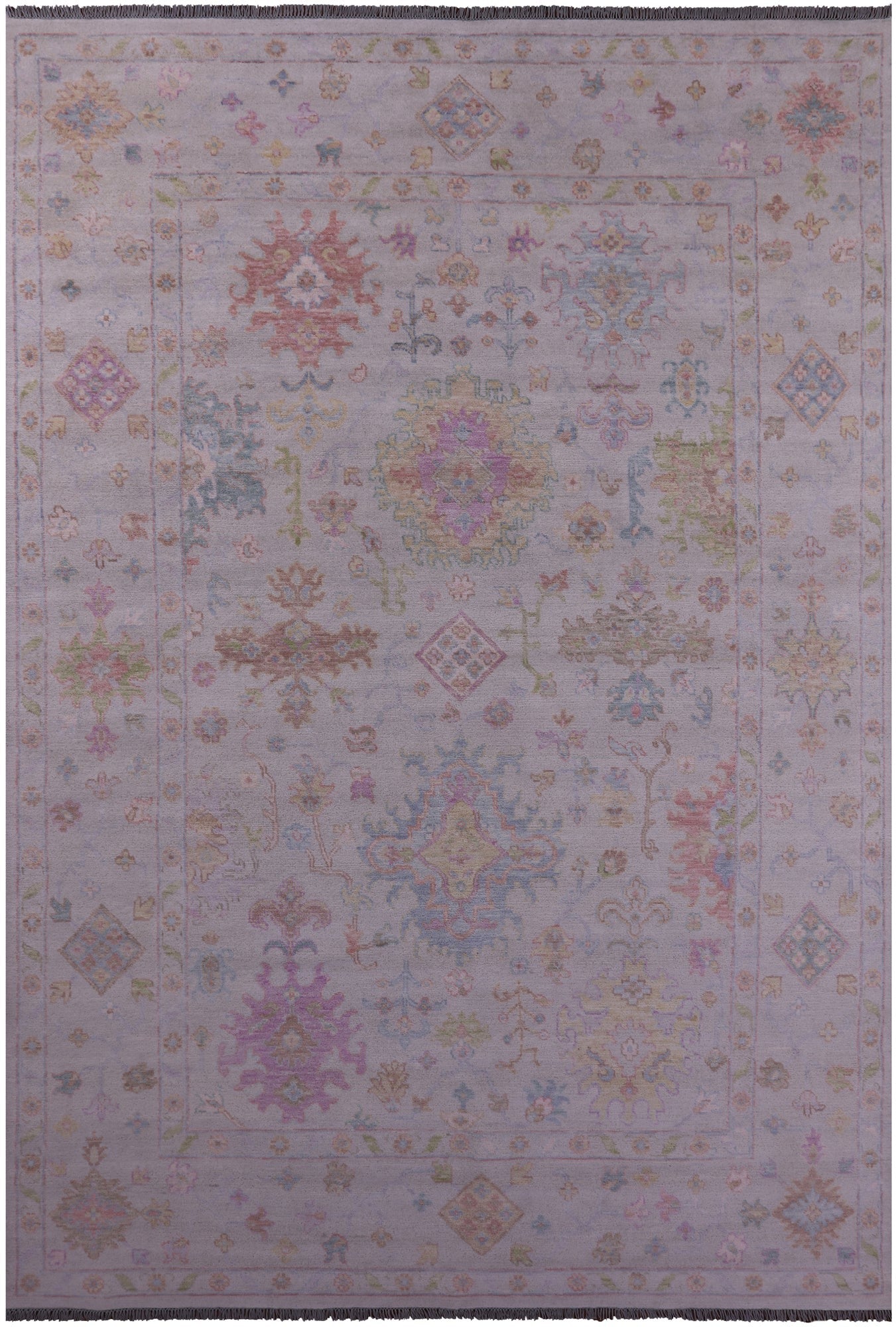 Ivory Turkish Oushak Hand Knotted Wool Rug - 9' 10" X 14' 2" - Golden Nile