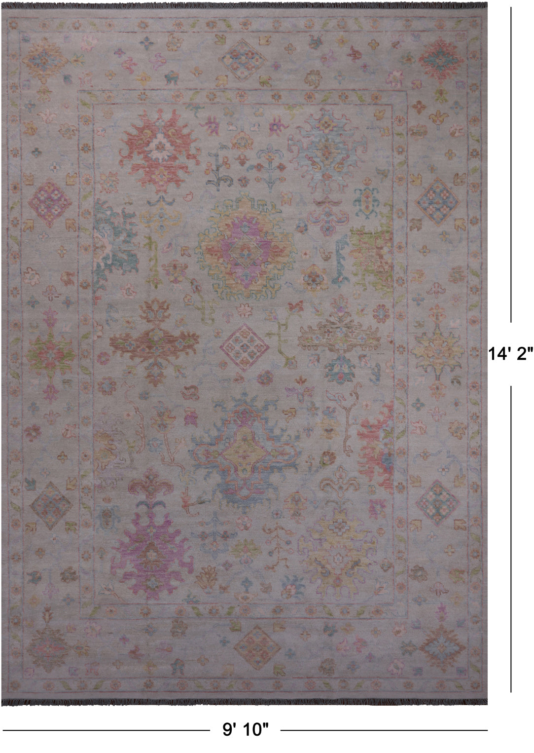 SUPER SALE Ivory Turkish Oushak Hand Knotted Wool Rug - 9' 10" X 14' 2"