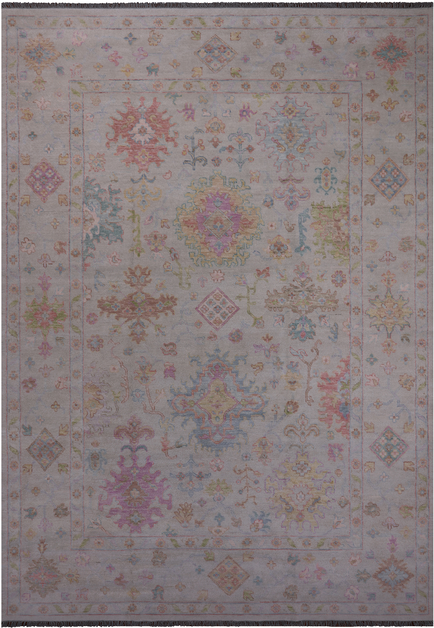SUPER SALE Ivory Turkish Oushak Hand Knotted Wool Rug - 9' 10" X 14' 2"