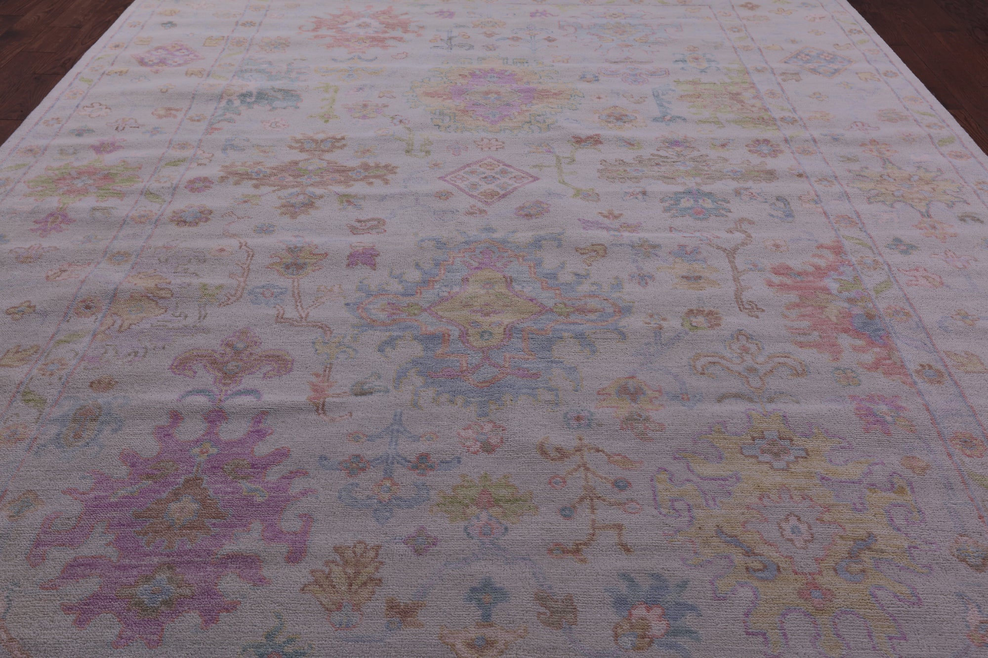 Ivory Turkish Oushak Hand Knotted Wool Rug - 9' 10" X 14' 2" - Golden Nile