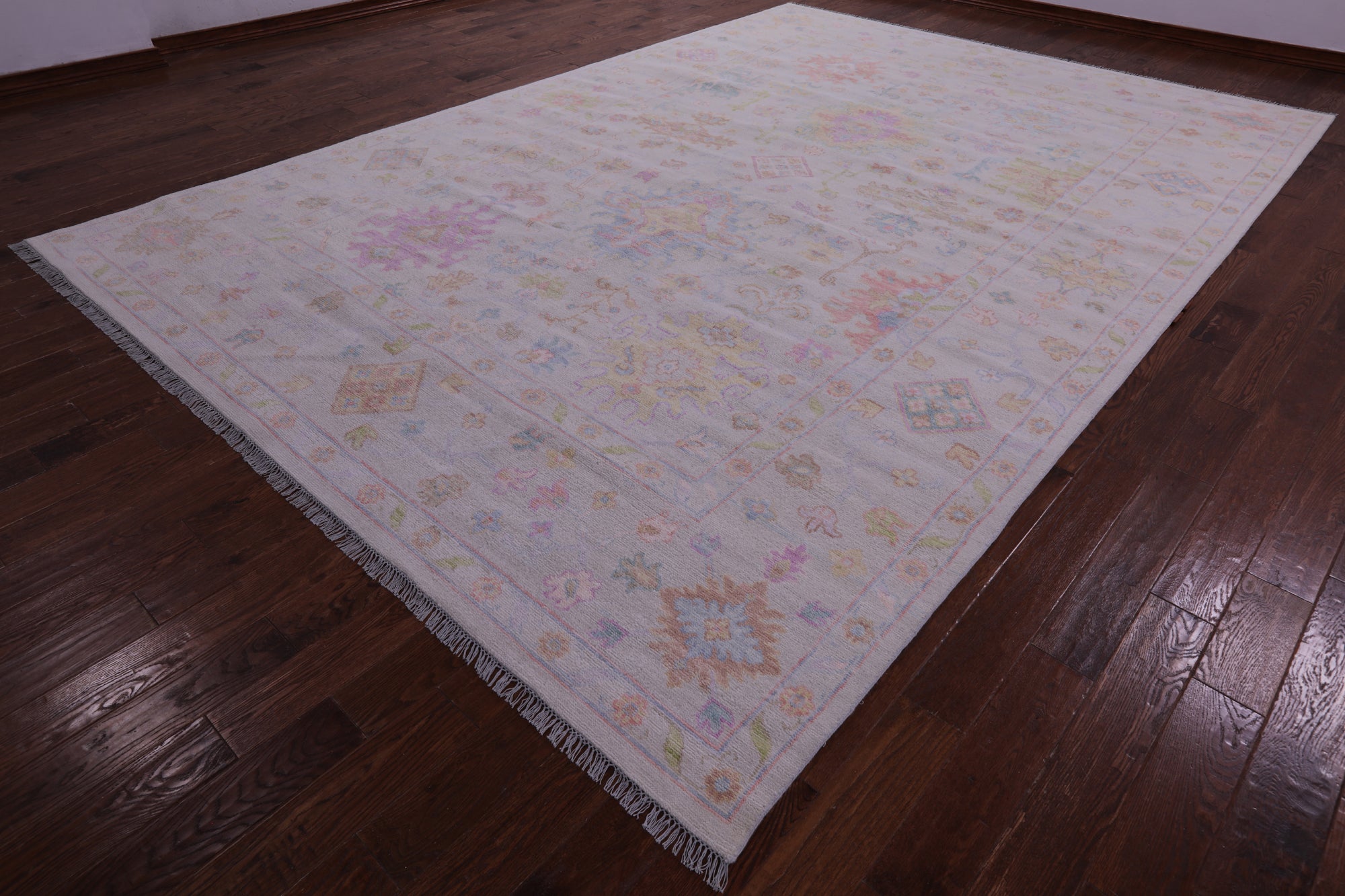 Ivory Turkish Oushak Hand Knotted Wool Rug - 9' 10" X 14' 2" - Golden Nile
