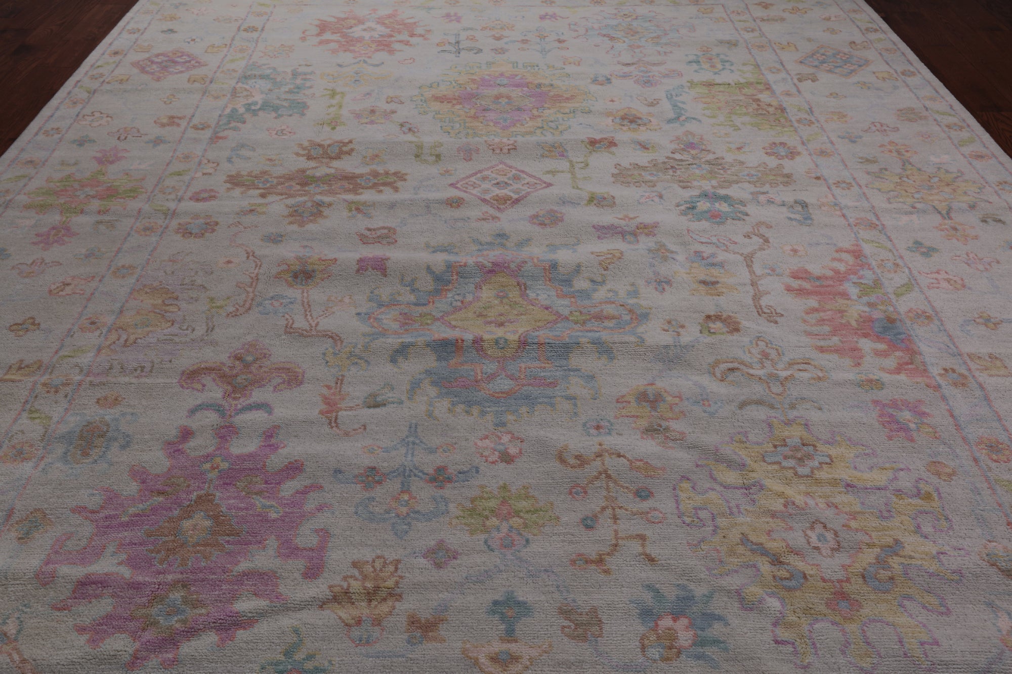 SUPER SALE Ivory Turkish Oushak Hand Knotted Wool Rug - 9' 10" X 14' 2"
