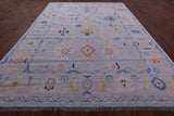 Light Blue Turkish Oushak Hand Knotted Wool Rug - 9' 10" X 13' 11" - Golden Nile