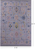 Light Blue Turkish Oushak Hand Knotted Wool Rug - 9' 10" X 13' 11" - Golden Nile