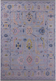 Light Blue Turkish Oushak Hand Knotted Wool Rug - 9' 10" X 13' 11" - Golden Nile