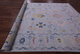 Light Blue Turkish Oushak Hand Knotted Wool Rug - 9' 10" X 13' 11" - Golden Nile