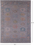 Grey Turkish Oushak Hand Knotted Wool Rug - 10' 2" X 14' 2" - Golden Nile