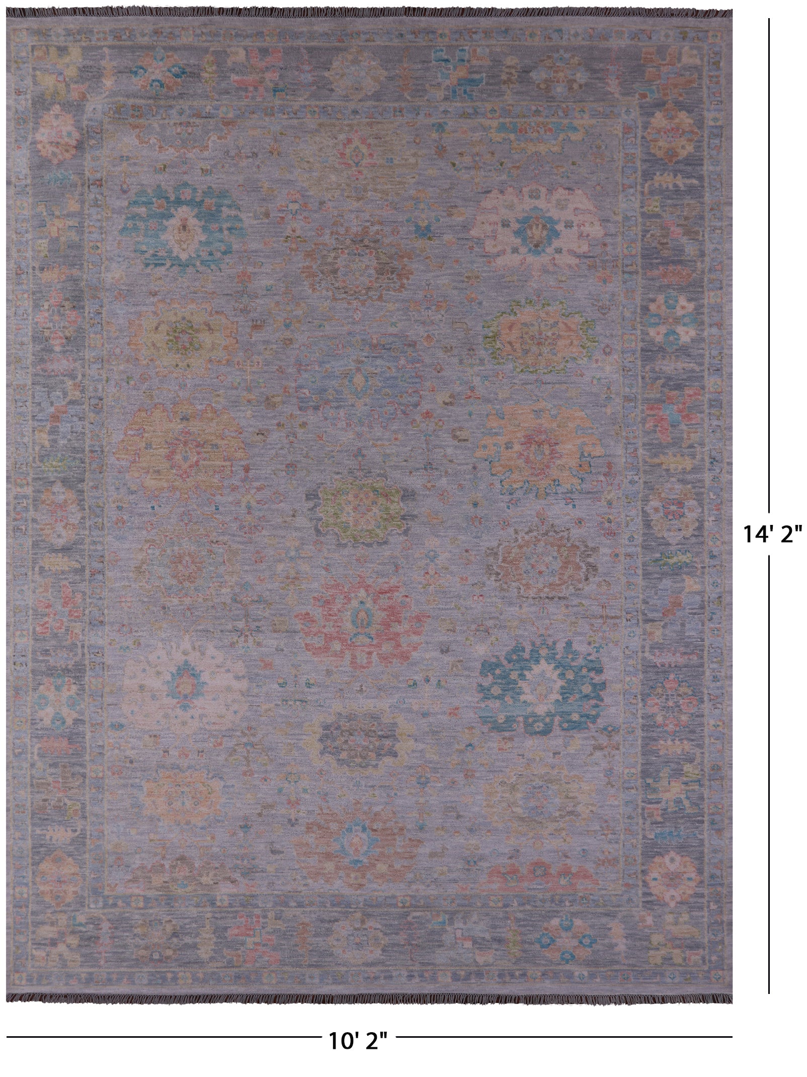 Grey Turkish Oushak Hand Knotted Wool Rug - 10' 2" X 14' 2" - Golden Nile