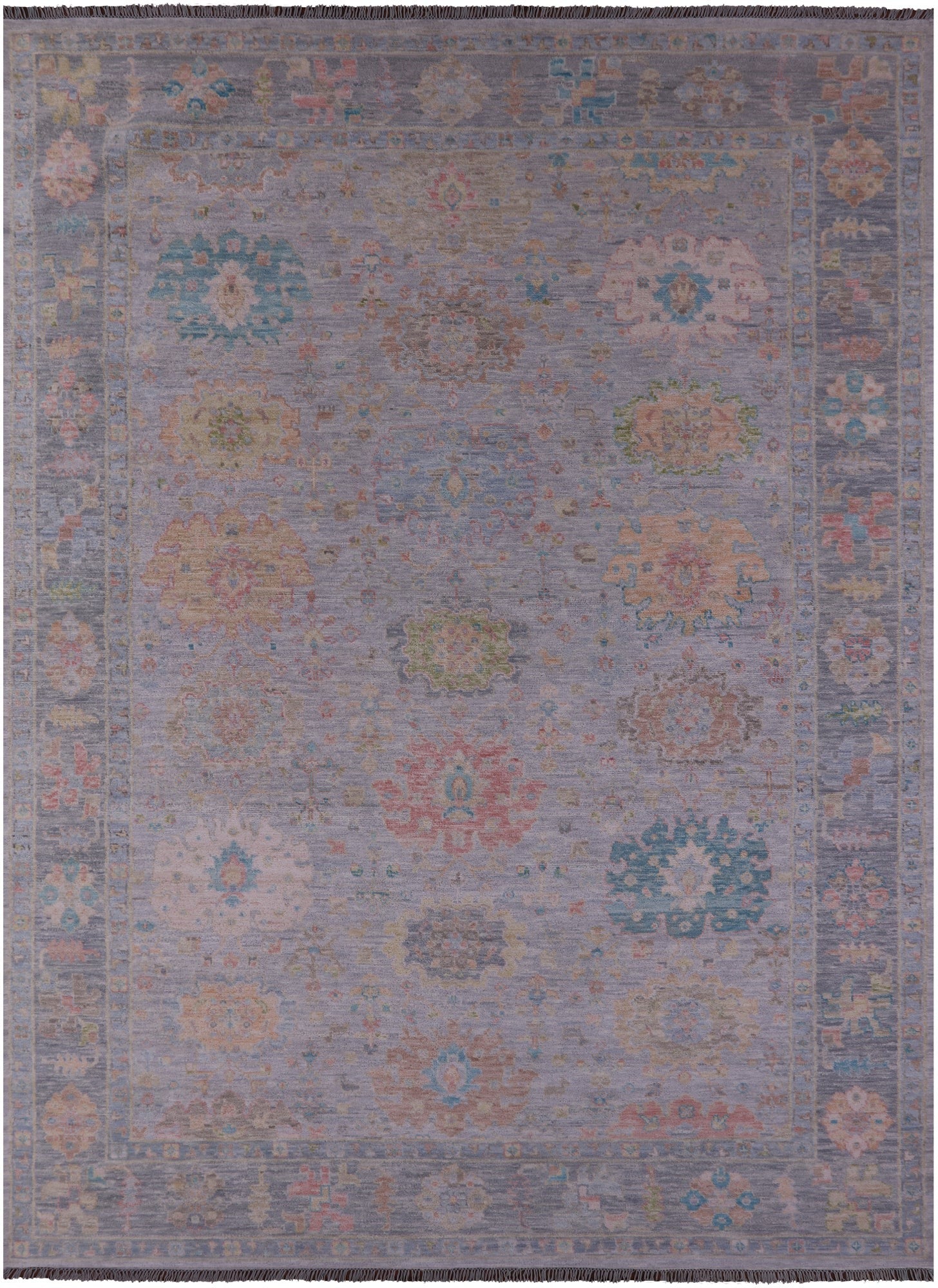 Grey Turkish Oushak Hand Knotted Wool Rug - 10' 2" X 14' 2" - Golden Nile
