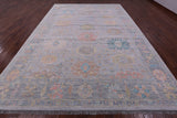 Grey Turkish Oushak Hand Knotted Wool Rug - 10' 2" X 14' 2" - Golden Nile