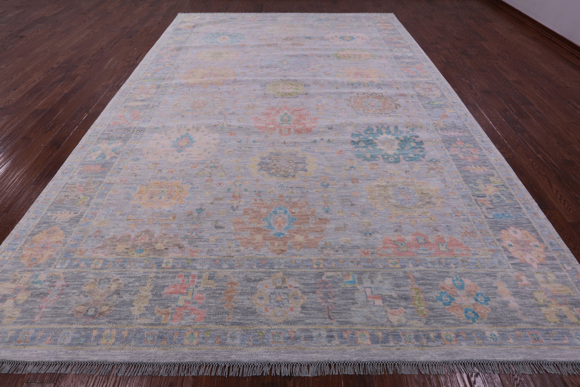 Grey Turkish Oushak Hand Knotted Wool Rug - 10' 2" X 14' 2" - Golden Nile
