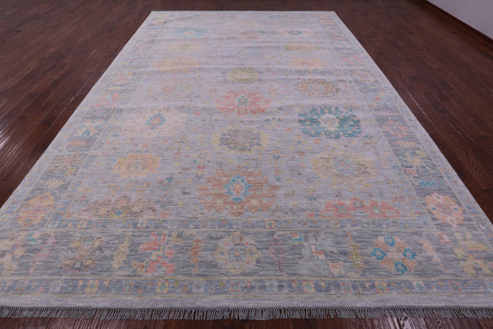 Grey Turkish Oushak Hand Knotted Wool Rug - 10' 2" X 14' 2" - Golden Nile