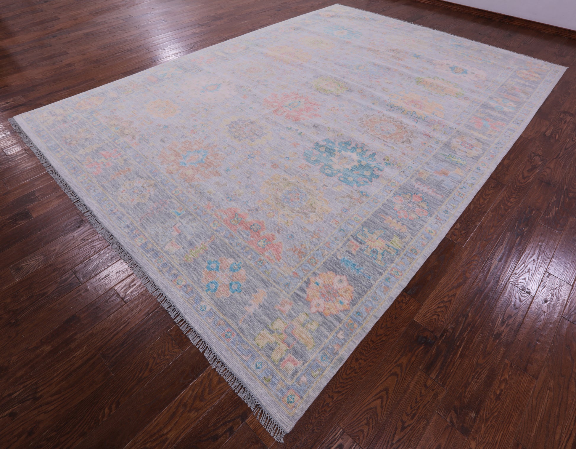 Grey Turkish Oushak Hand Knotted Wool Rug - 10' 2" X 14' 2" - Golden Nile