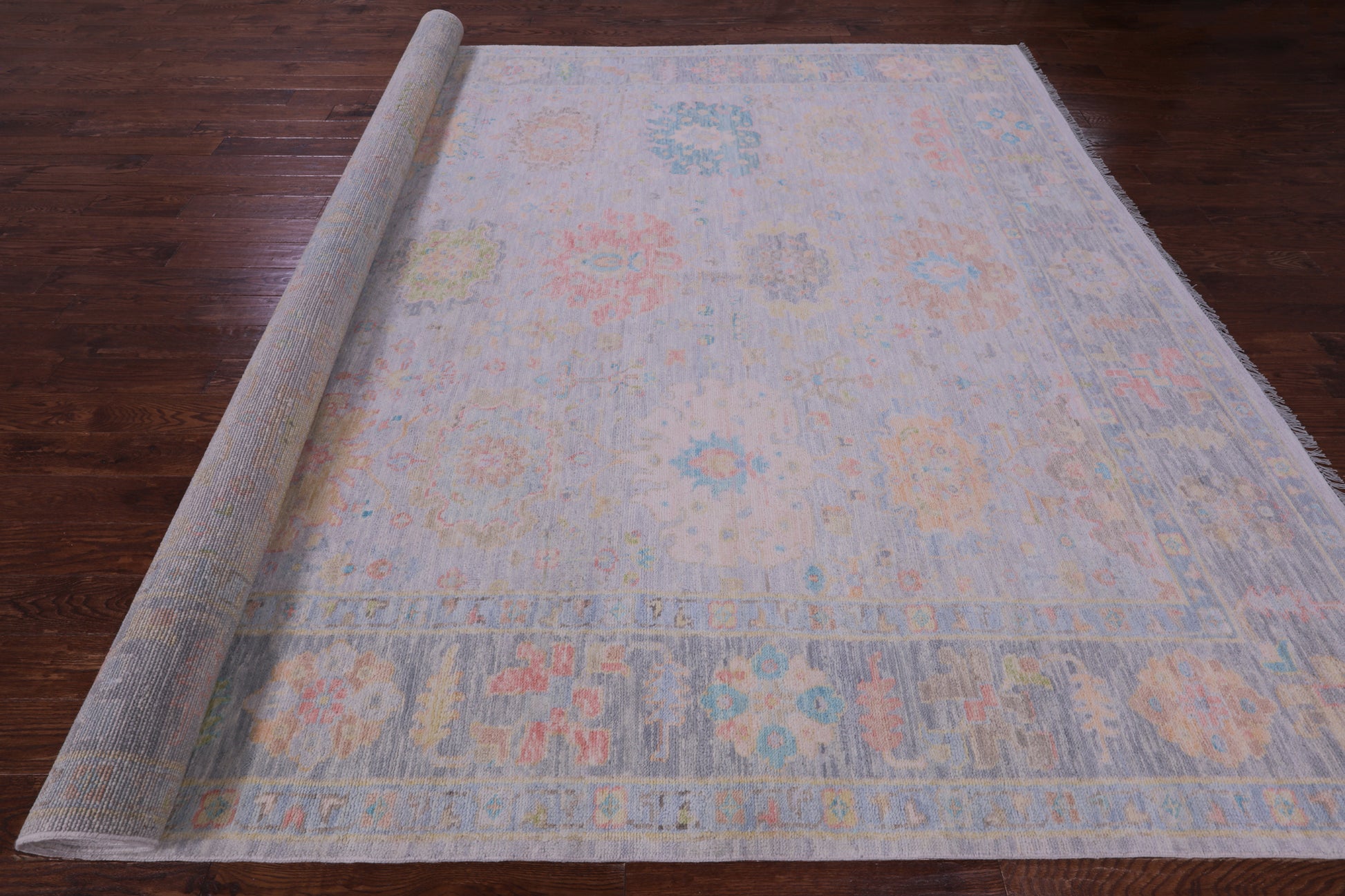 Grey Turkish Oushak Hand Knotted Wool Rug - 10' 2" X 14' 2" - Golden Nile