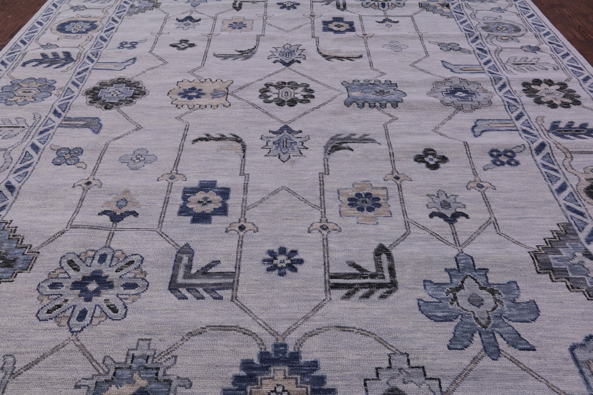 Grey Turkish Oushak Hand Knotted Wool Rug - 10' 3" X 14' 1" - Golden Nile