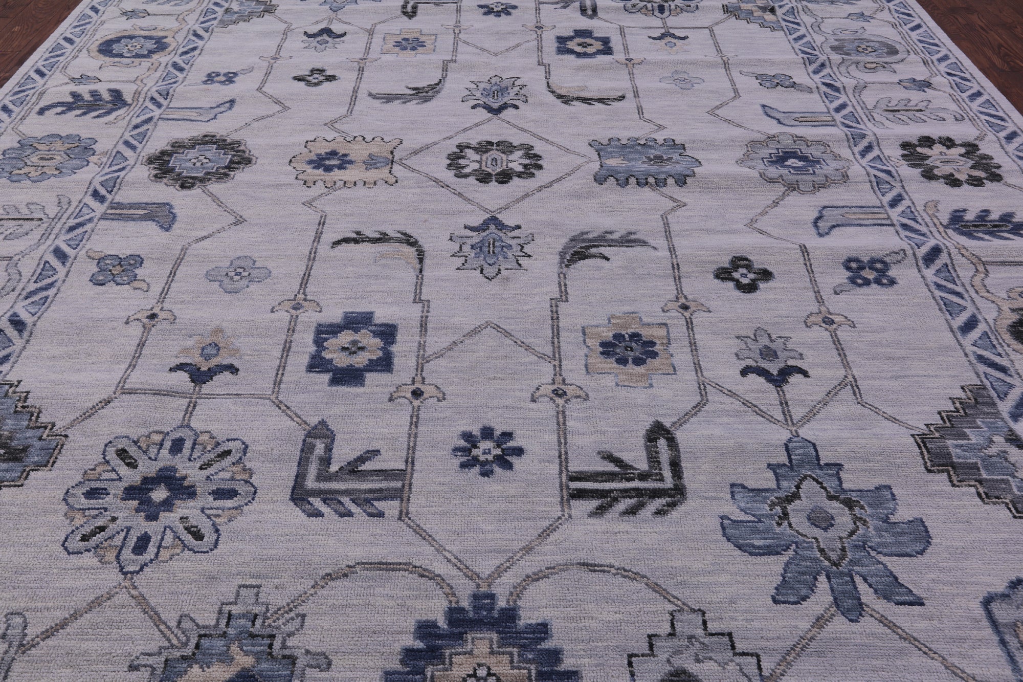 Grey Turkish Oushak Hand Knotted Wool Rug - 10' 3" X 14' 1" - Golden Nile