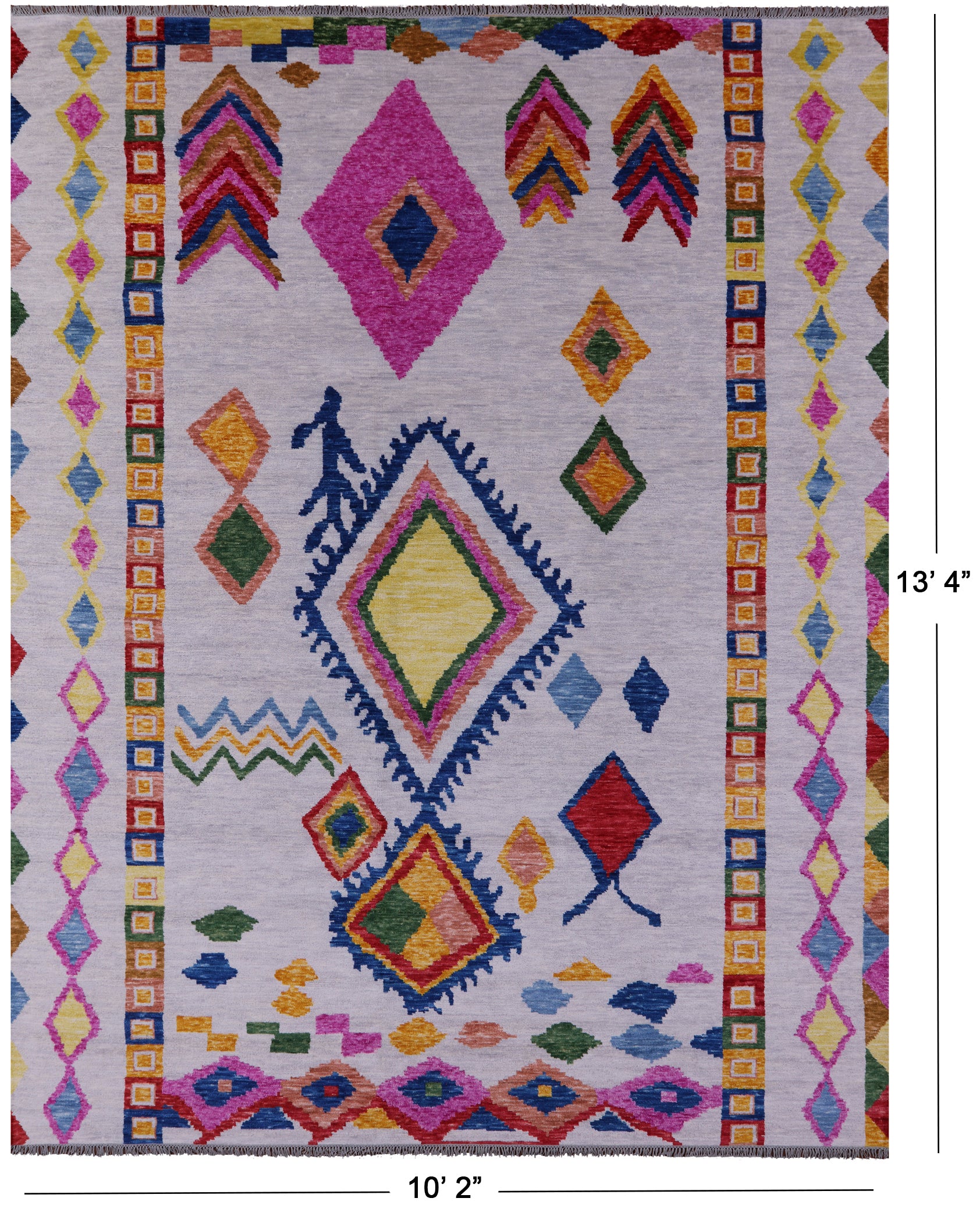 Silver Tribal Moroccan Handmade Wool Rug - 10' 2" X 13' 4" - Golden Nile