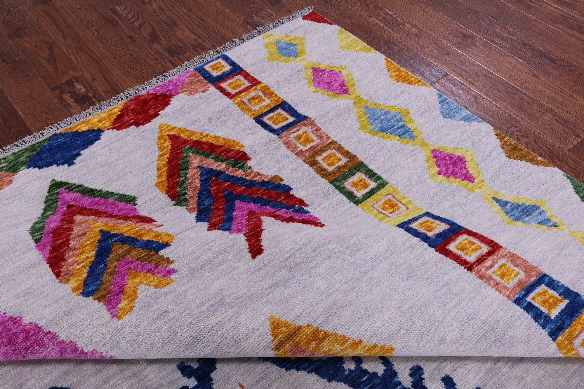 Silver Tribal Moroccan Handmade Wool Rug - 10' 2" X 13' 4" - Golden Nile