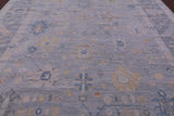 Silver Turkish Oushak Hand Knotted Wool Rug - 10' 2" X 14' 2" - Golden Nile