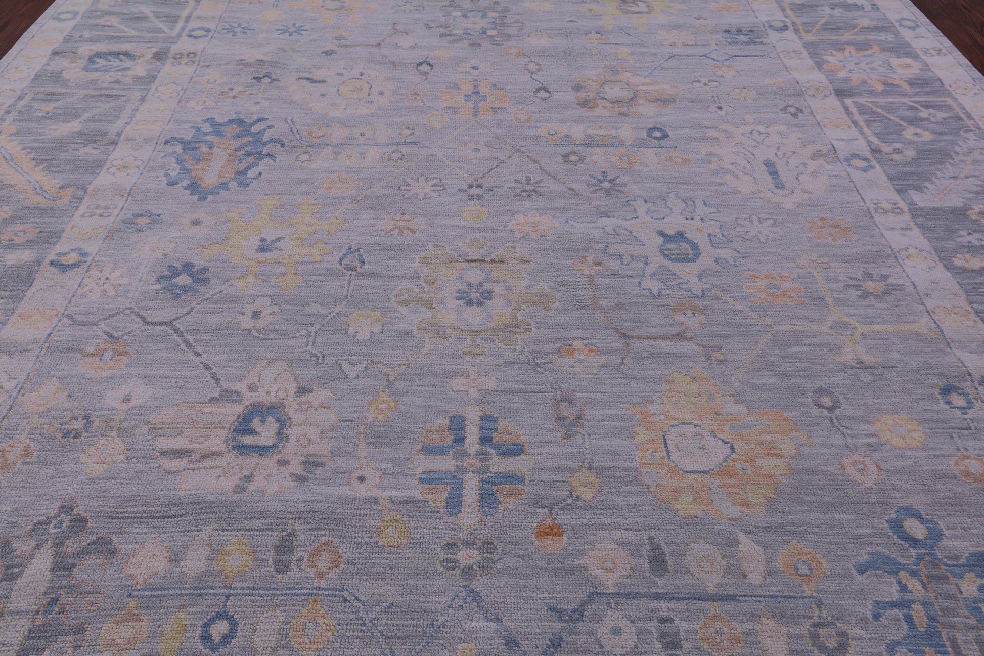 Silver Turkish Oushak Hand Knotted Wool Rug - 10' 2" X 14' 2" - Golden Nile