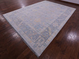 Silver Turkish Oushak Hand Knotted Wool Rug - 10' 2" X 14' 2" - Golden Nile