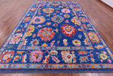 Blue Turkish Oushak Hand Knotted Wool Rug - 9' 10" X 13' 8" - Golden Nile
