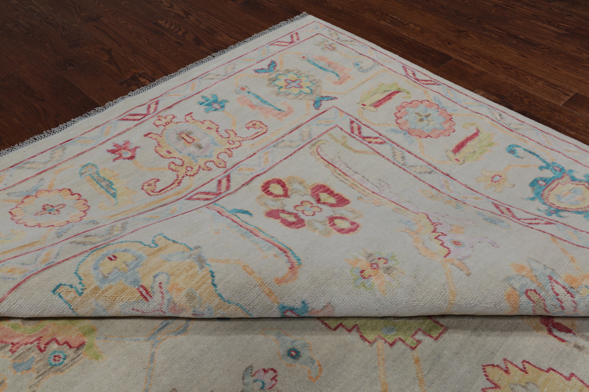 SUPER SALE Ivory Turkish Oushak Hand Knotted Wool Rug - 9' 11" X 13' 10"