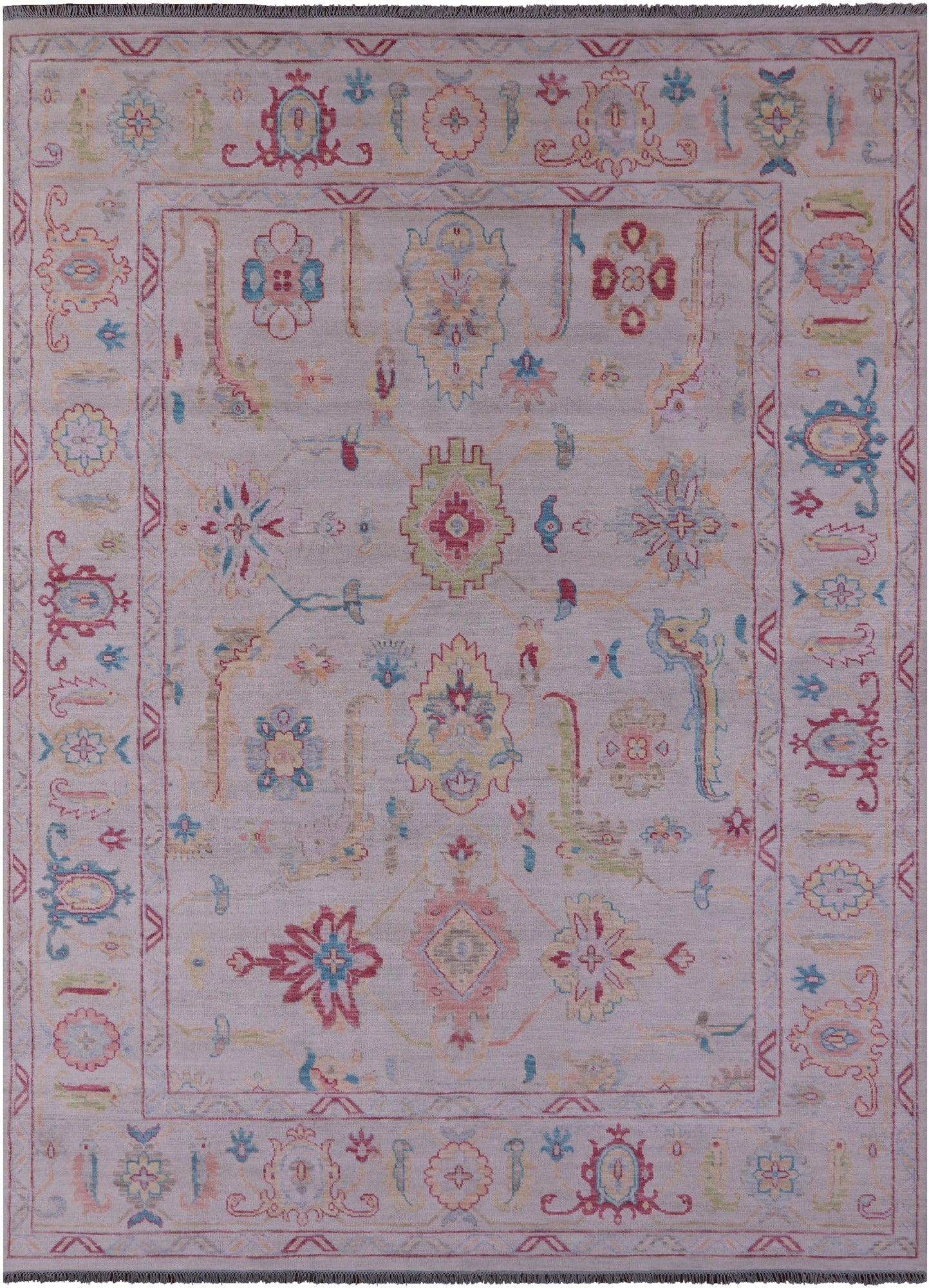 Ivory Turkish Oushak Hand Knotted Wool Rug - 9' 11" X 13' 10" - Golden Nile