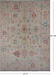 SUPER SALE Ivory Turkish Oushak Hand Knotted Wool Rug - 9' 11" X 13' 10"