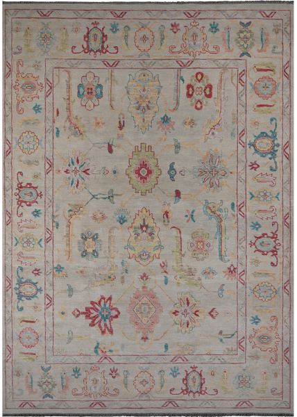 SUPER SALE Ivory Turkish Oushak Hand Knotted Wool Rug - 9' 11" X 13' 10"