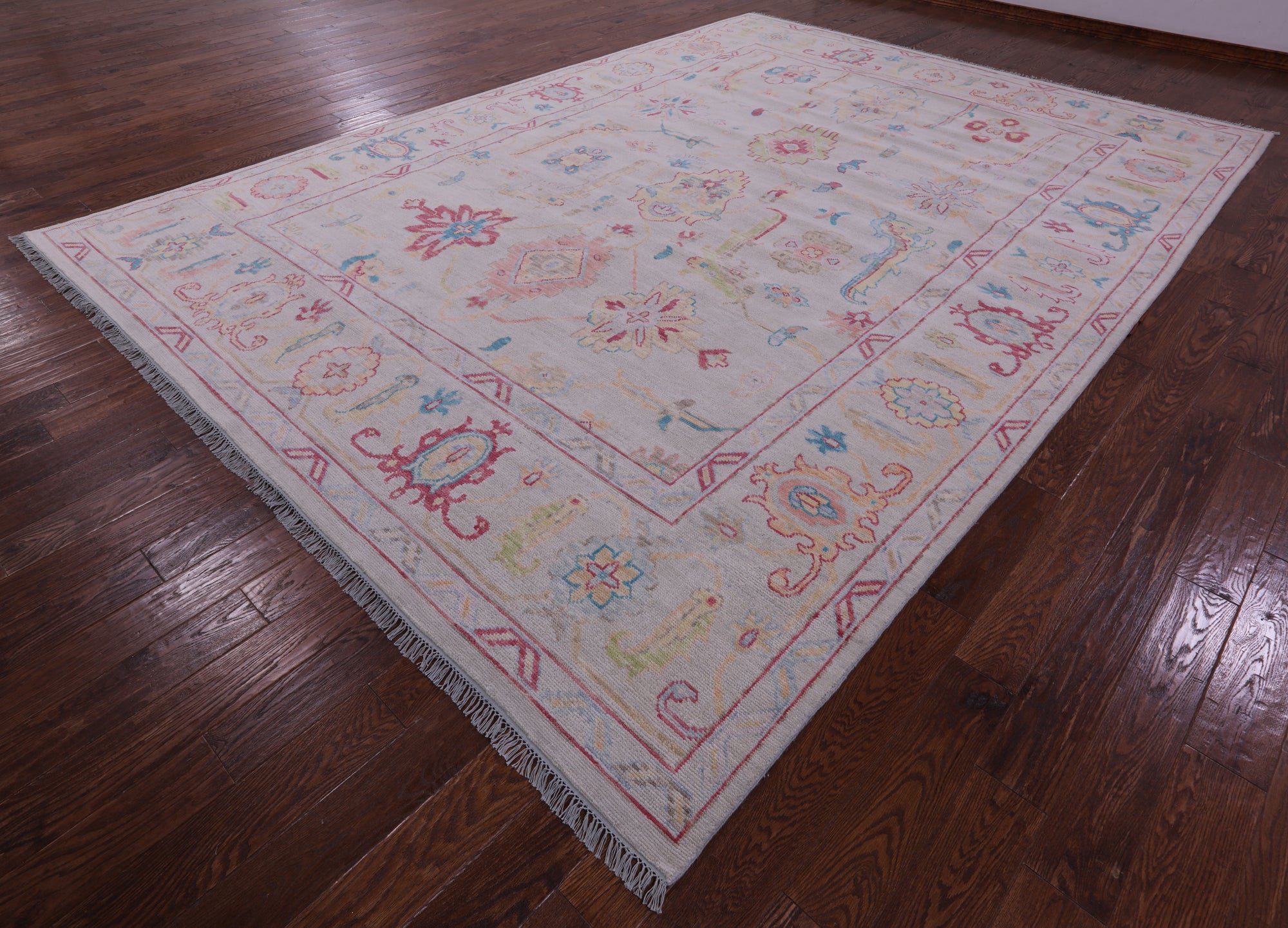 Ivory Turkish Oushak Hand Knotted Wool Rug - 9' 11" X 13' 10" - Golden Nile
