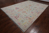 SUPER SALE Ivory Turkish Oushak Hand Knotted Wool Rug - 9' 11" X 13' 10"