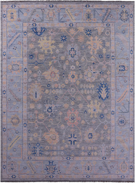 Grey Turkish Oushak Hand Knotted Wool Rug - 10' 0" X 13' 10" - Golden Nile