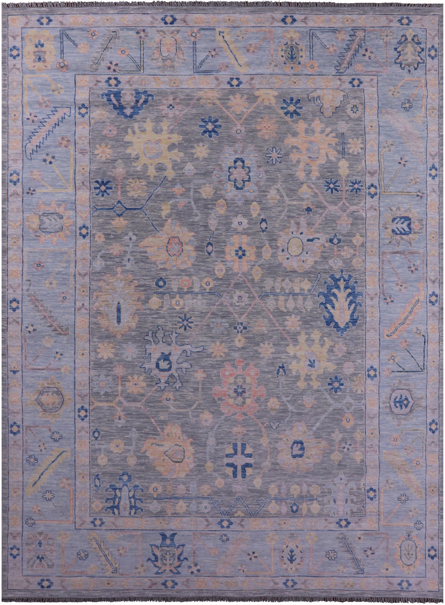 Grey Turkish Oushak Hand Knotted Wool Rug - 10' 0" X 13' 10" - Golden Nile