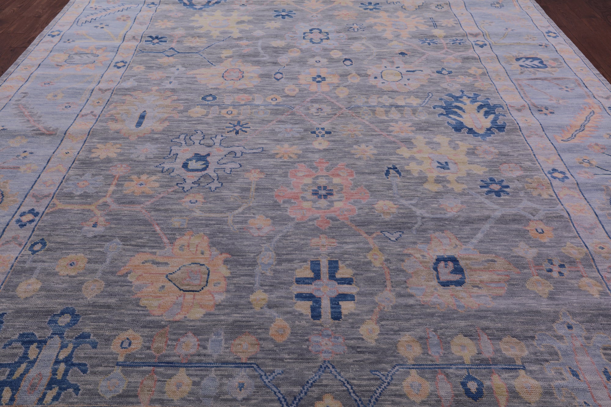 Grey Turkish Oushak Hand Knotted Wool Rug - 10' 0" X 13' 10" - Golden Nile