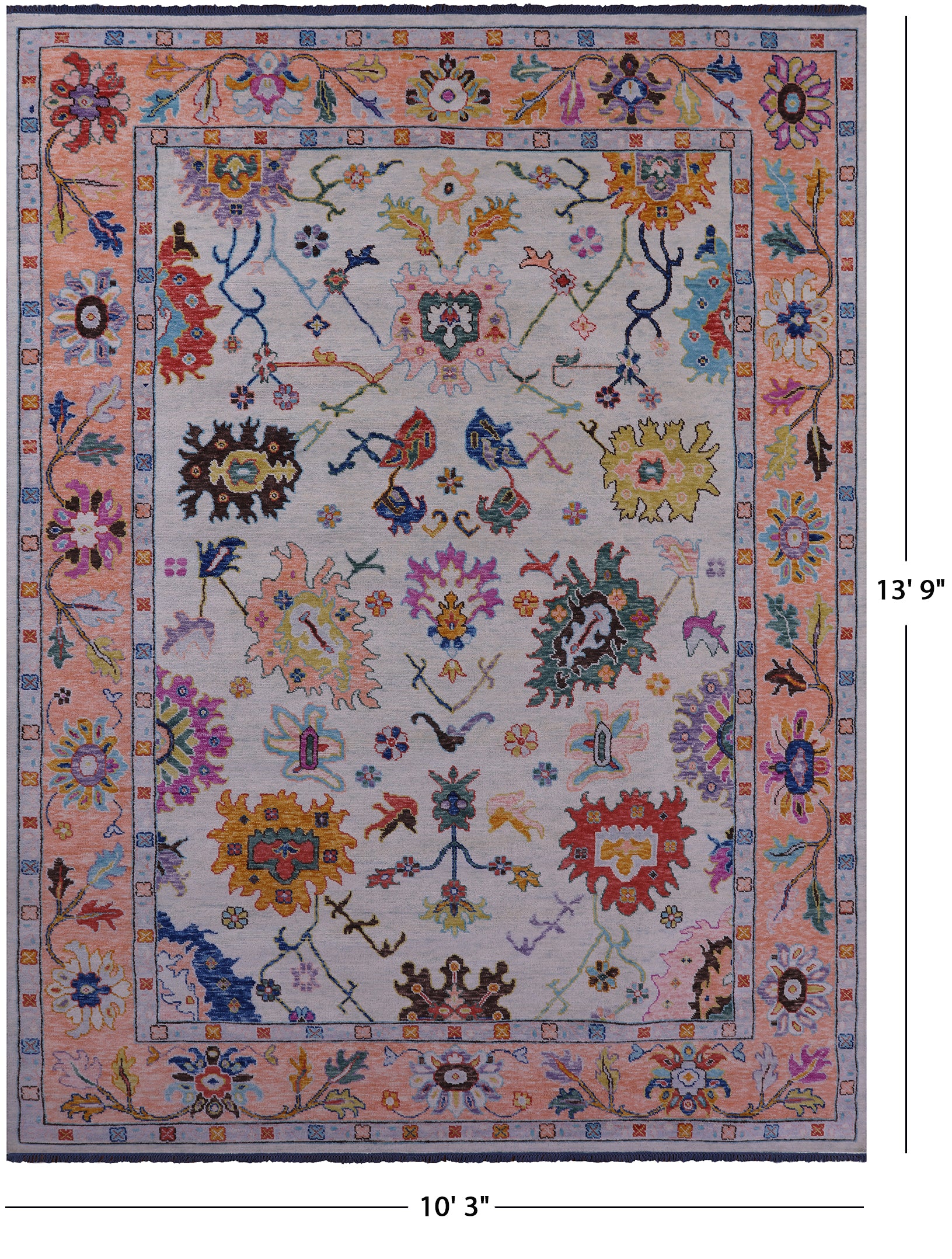 Turkish Oushak Hand Knotted Wool Rug - 10' 3" X 13' 9" - Golden Nile