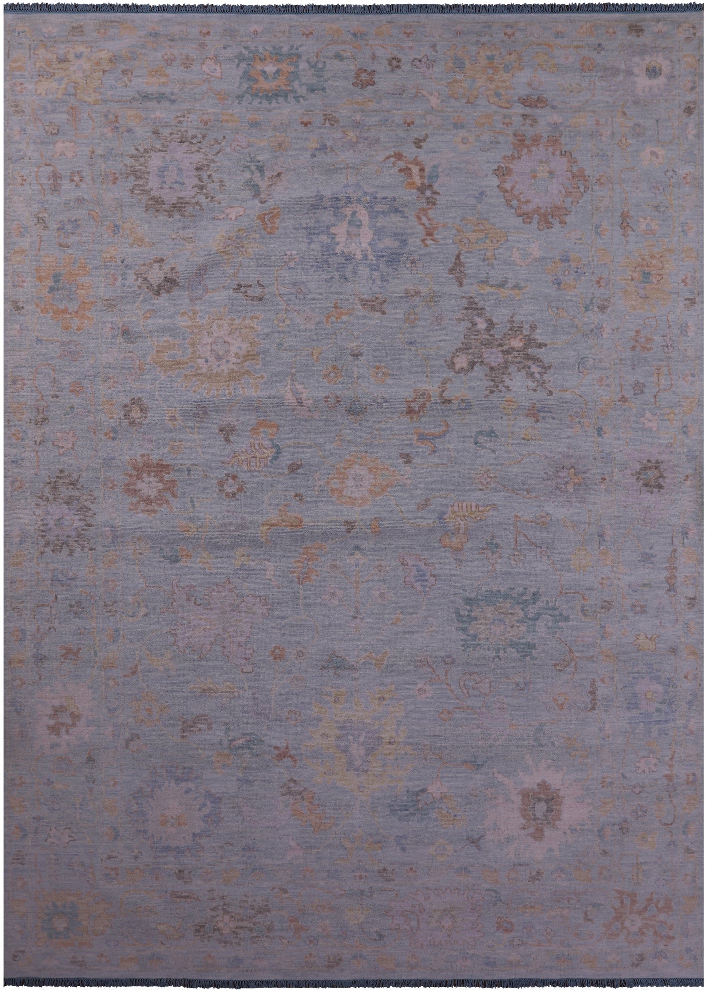 Blue Turkish Oushak Hand Knotted Wool Rug - 10' 0" X 14' 1" - Golden Nile