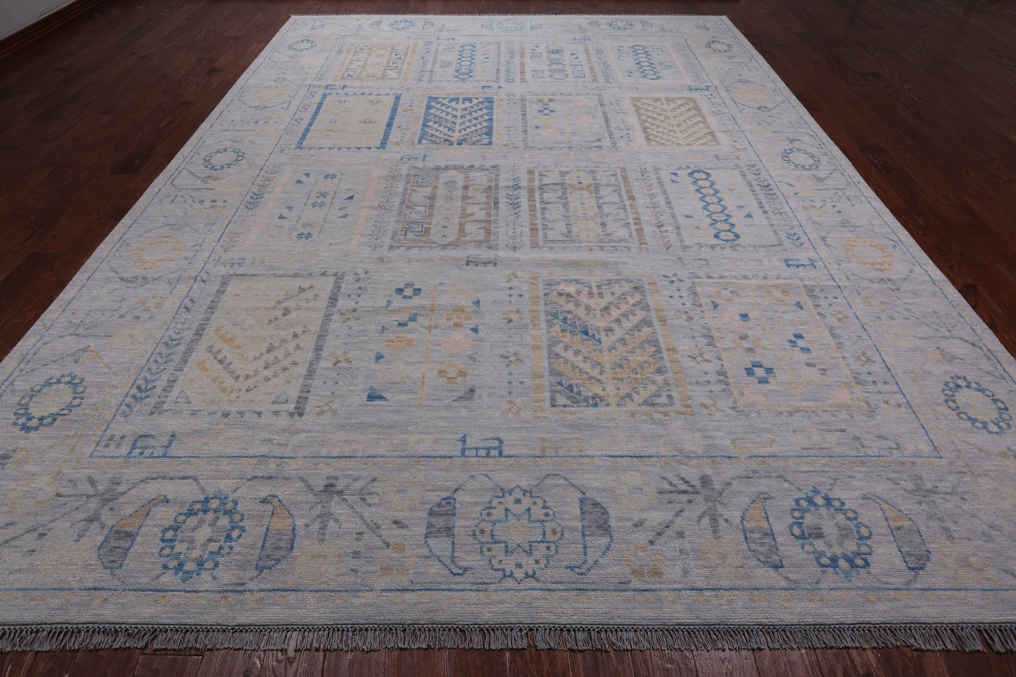 Silver Tribal Persian Gabbeh Handmade Wool Rug - 10' 3" X 14' 2"
