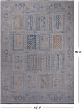 Silver Tribal Persian Gabbeh Handmade Wool Rug - 10' 3" X 14' 2"