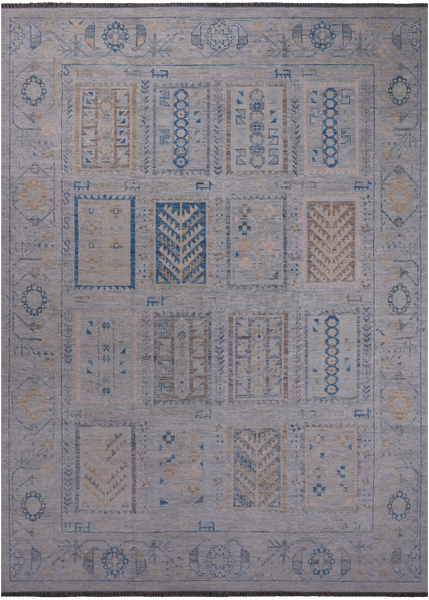 Silver Tribal Persian Gabbeh Handmade Wool Rug - 10' 3" X 14' 2"